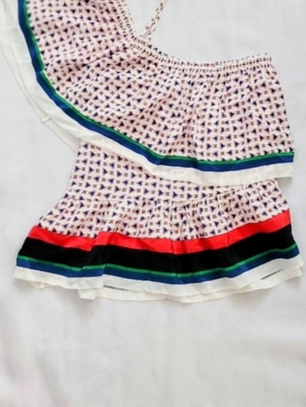 NWOT!Joie Summer Resort Geometric Print Women's Ruffled Top Striped Blouse Small - Picture 9 of 14